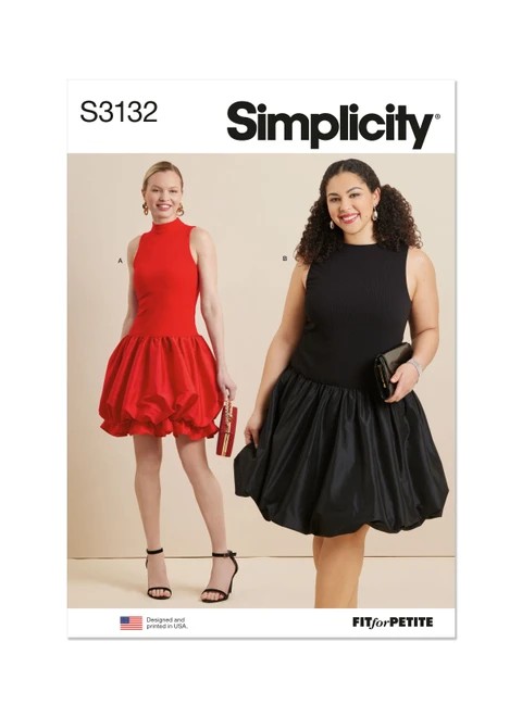 Simplicity Sewing Pattern Misses' and Women's Dress in Two Lengths with Petite Lines - S3132 - 10-18 or 20w-28w (D)