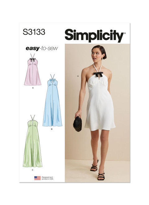 Simplicity Sewing Pattern Misses' Halter Dress in Two Lengths - S3133 - 8-16 or 18-26 (D)
