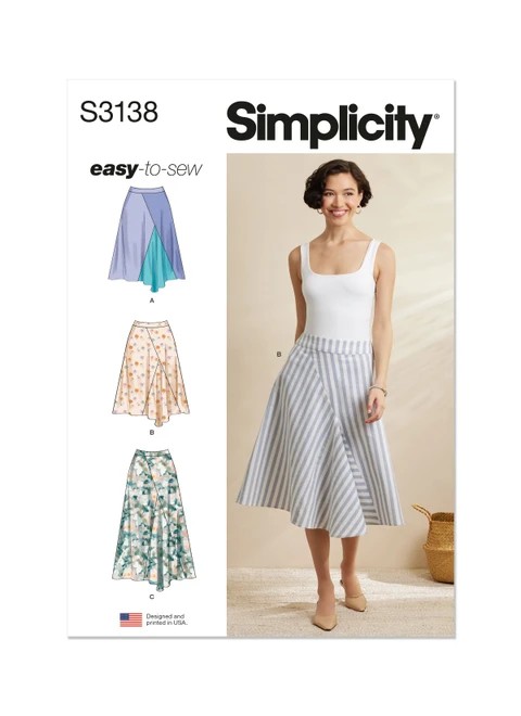 Simplicity Sewing Pattern Misses' Godet Skirt in Two Lengths - S3138 - 8-16 or 18-26 (A,L,N)