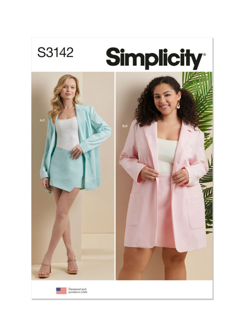 Simplicity Sewing Pattern Misses' and Women's Blazer and Skorts - S3142 - 10-18 or 20w-28w or 30w-38w (A,L,N)