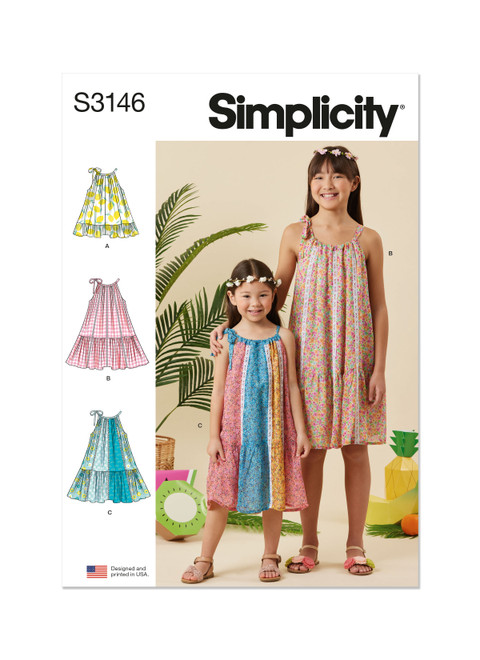 Simplicity Sewing Pattern Children's and Girls' Dresses - S3146 - 3-6 or 7-14 (U)