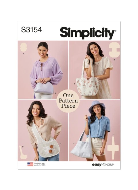 Simplicity Sewing Pattern One Pattern Piece Bags - S3154 - Size - One Size (K)