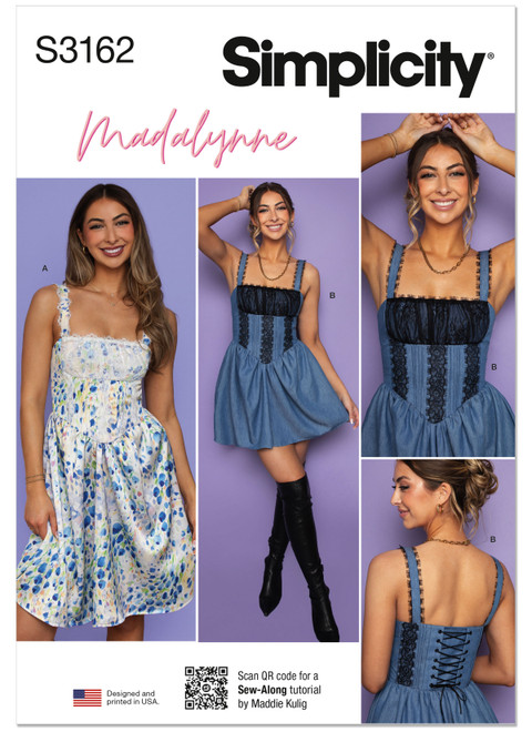 Simplicity Sewing Pattern Misses' Corset Dress in Two Lengths by Madalynne - S3162 - 8-16 or 18-26 (A,L,N)