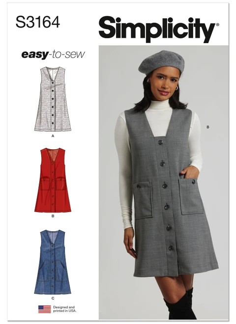 Simplicity Sewing Pattern Misses' and Miss Petite Jumper - S3164 - 4-12 or 12-20 (A,L,N)