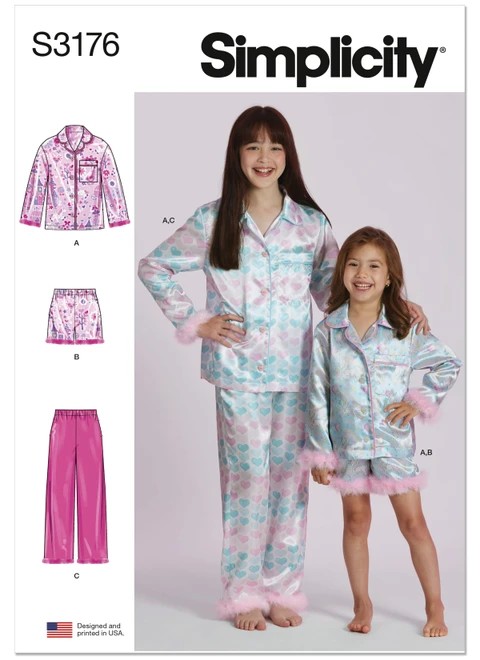 Simplicity Sewing Pattern Children's and Girls' Lounge Shirt, Shorts and Pants - S3176 - 3-6 or 7-14 (U)