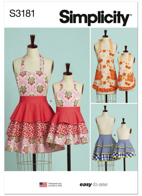 Simplicity Sewing Pattern Children's and Misses' Aprons - S3181 - Size - S-L / S-L (K)