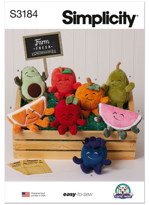 Simplicity Sewing Pattern Fruit Plushies - S3184 - Size - One Size (K)