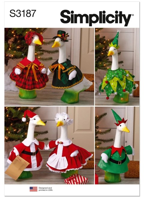 Simplicity Sewing Pattern Porch Geese Clothes for Christmas Holiday - S3187 - Size - One Size (K)