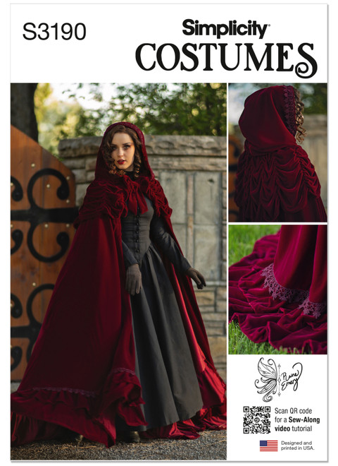 Simplicity Sewing Pattern Ruffled Romance Cloak by Raine Emery - S3190 - S-M-L (D)