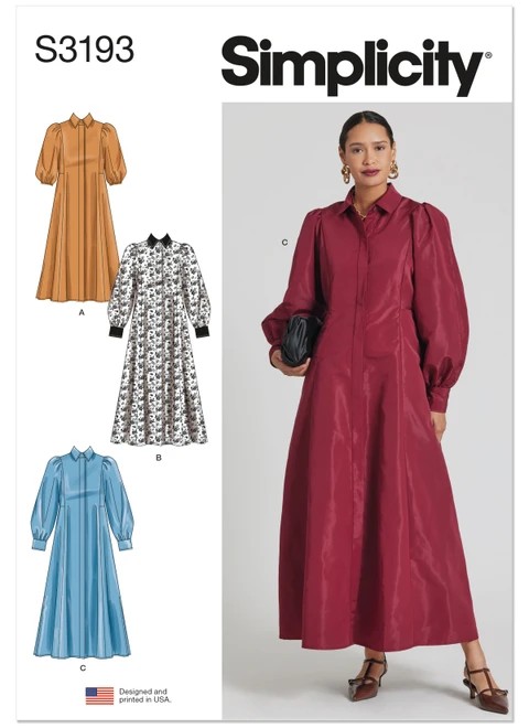Simplicity Sewing Pattern Misses' Shirtdress with Sleeve and Length Variations - S3193 - 4-14 or 14-24 (A,L,N)