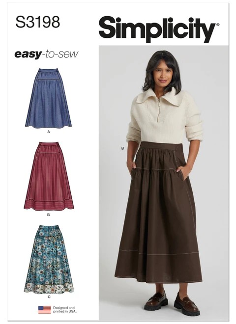 Simplicity Sewing Pattern Misses' Gathered Skirt in Two Lengths - S3198 - 8-18 or 16-26 (A,L,N)