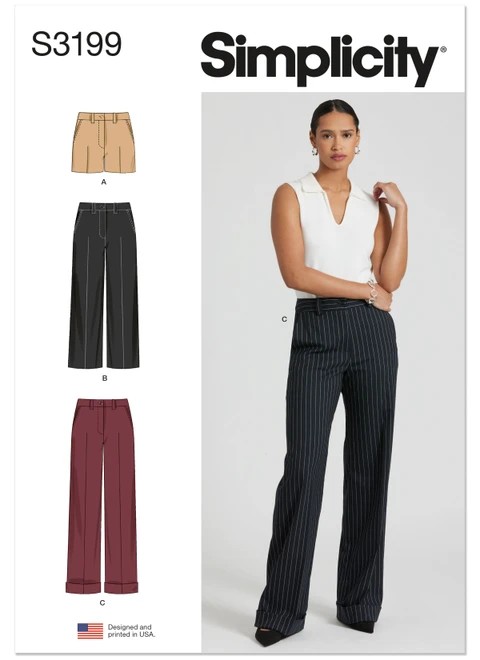 Simplicity Sewing Pattern Misses' and Miss Petite Shorts and Pants - S3199 - 4-16 or 12-24 (A,L,N)