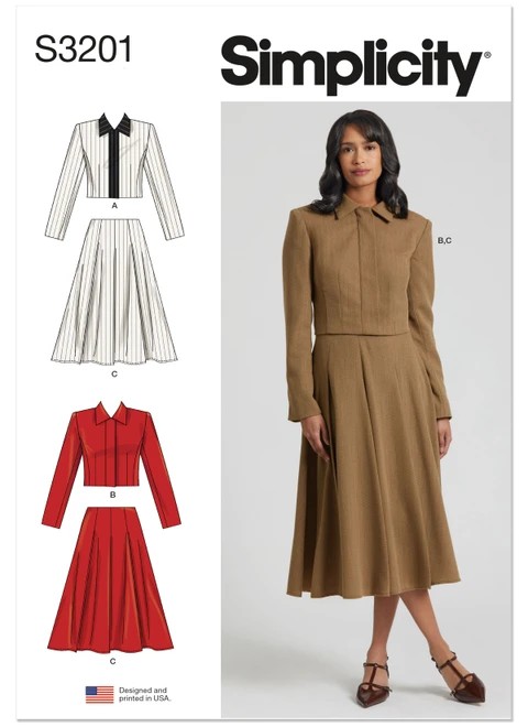 Simplicity Sewing Pattern Misses' Jacket and Skirt - S3201 - 8-16 or 18-26 (A,L,N)