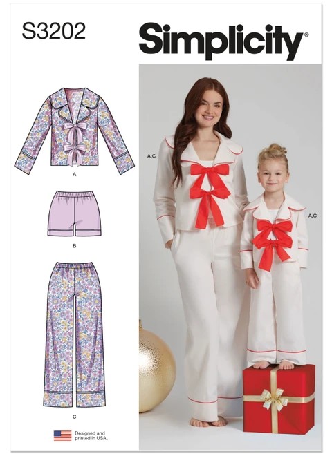 Simplicity Sewing Pattern Children's and Misses' Lounge Top, Shorts and Pants - S3202 - Size - S-L / XS-XL (U)
