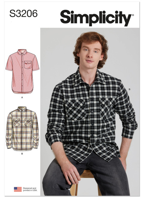 Simplicity Sewing Pattern Men's Shirt - S3206 - 34-42 or 44-52 (A,L,N)