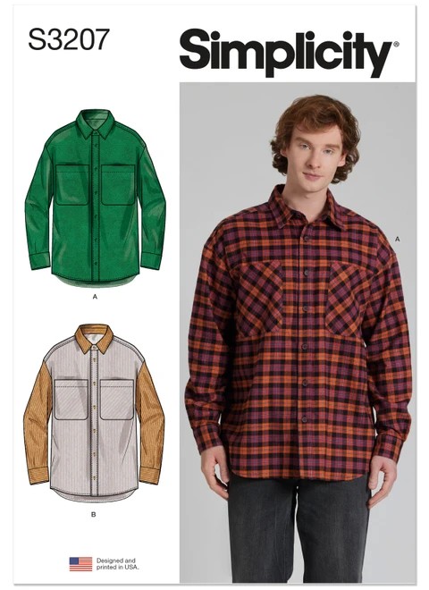 Simplicity Sewing Pattern Men's Oversized Shirt - S3207 - Size - S-XXL (A,L,N)