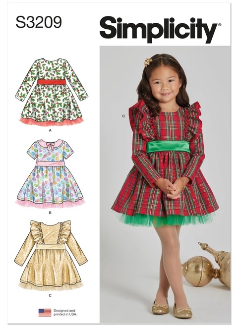 Simplicity Sewing Pattern Children's Dress with Sleeve Variations - S3209 - Size - 3-8 (U)