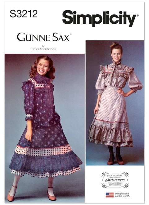 Simplicity Sewing Pattern 1970s Misses' Two-Piece Dress by Gunne Sax by Jessica McClintock - S3212 - 6-14 or 16-24 (A,L,N)