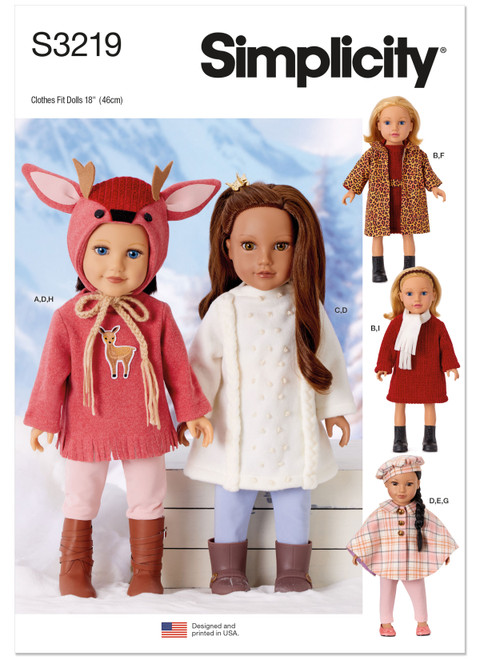 Simplicity Sewing Pattern 18" Doll Clothes - S3219 - Size - One Size (K)