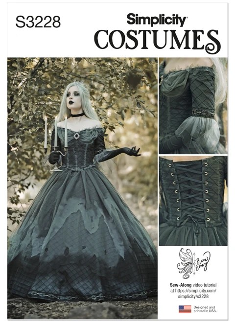 Simplicity Sewing Pattern Misses' Phantom Queen Fantasy Costume by Raine Emery - S3228 - 8-16 or 18-26 (D)