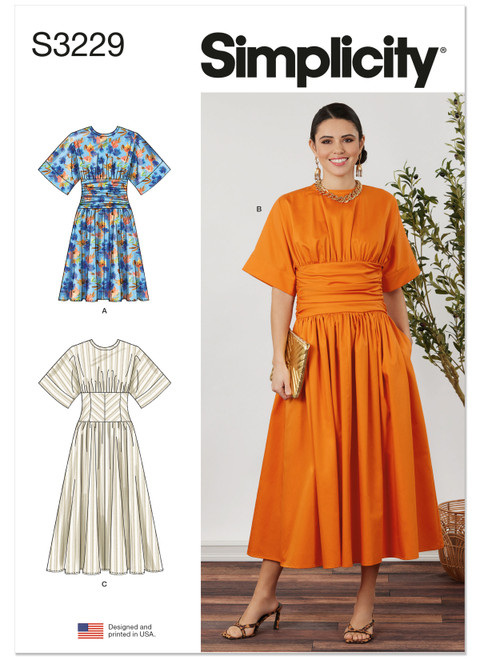 Simplicity Sewing Pattern Misses' and Women's Midi Dress in Two Lengths - S3229 - 10-20 or 20w-30w (A,L,N)