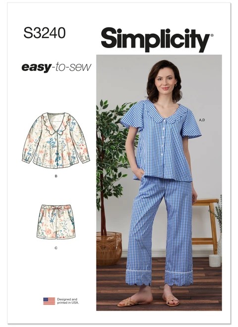 Simplicity Sewing Pattern Misses' Sleep Set - S3240 - Size - XS-XXL (A,L,N)