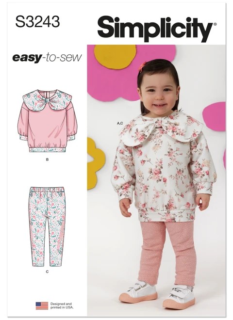 Simplicity Sewing Pattern Toddler's Knit Tops and Leggings - S3243 - Size - 1/2-4 (U)