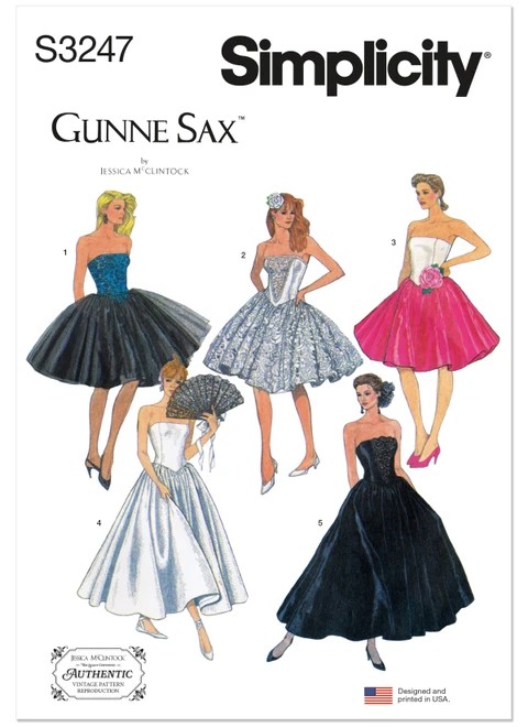 Simplicity Sewing Pattern 1980s Misses' and Miss Petite Dresses Gunne Sax by Jessica McClintock - S3247 - 6-14 or 16-24 (A,L,N)
