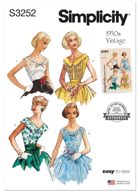 Simplicity Sewing Pattern 1950s Misses' Blouse - S3252 - 10-18 or 18-26 (A,L,N)