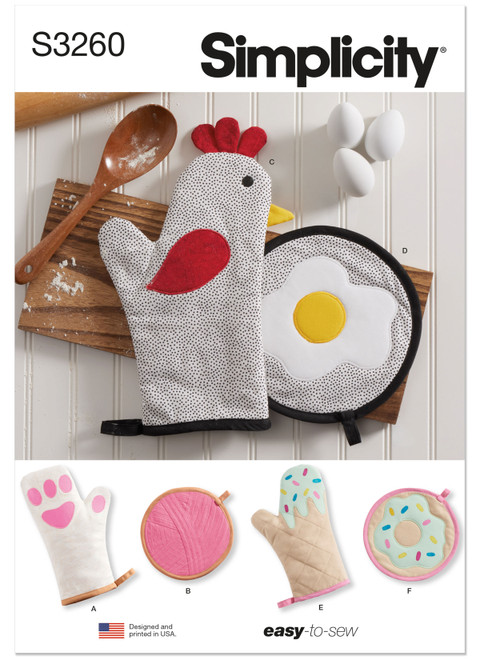 Simplicity Sewing Pattern Oven Mitts and Pot Holders - S3260 - Size - One Size (K)