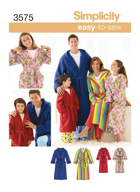 Simplicity Sewing Pattern Child's, Teens' & Adults' Robe - S3575 - Size - XS-L/XS-XL (A,L,N)