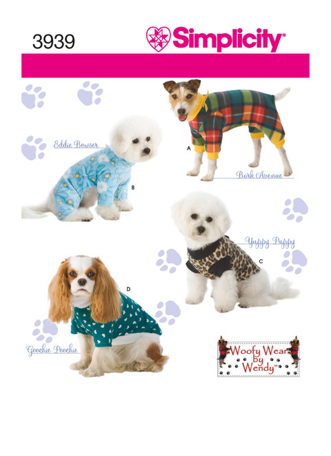 Simplicity Sewing Pattern Dog Clothes - S3939 - Size - S-M-L (K)
