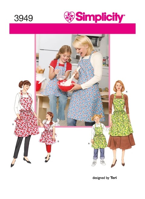 Simplicity Sewing Pattern Child's & Misses' Aprons - S3949 - Size - S-M-L/S-M-L (K)
