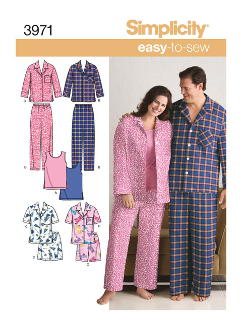 Simplicity Sewing Pattern Women's & Men's Plus Size Cozywear - S3971 - S-L or XS-XXXL (A,L,N)