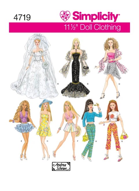 Simplicity Sewing Pattern for 11-1/2" Doll Clothes - S4719 - Size - One Size (K)