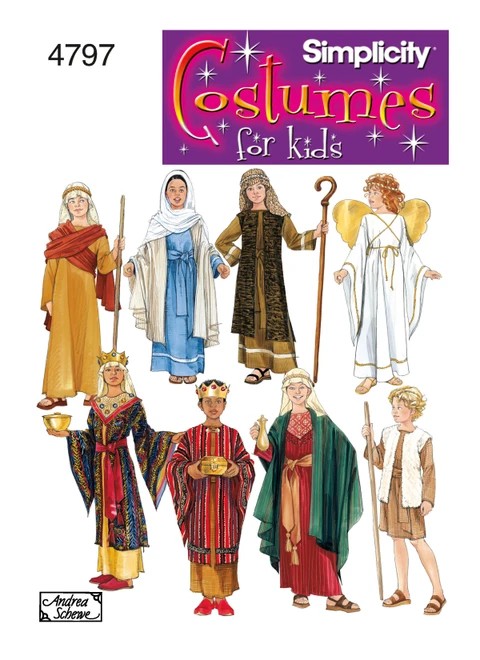 Simplicity Sewing Pattern Boys' & Girls' Nativity Costumes - S4797 - Size - S-M-L (K)