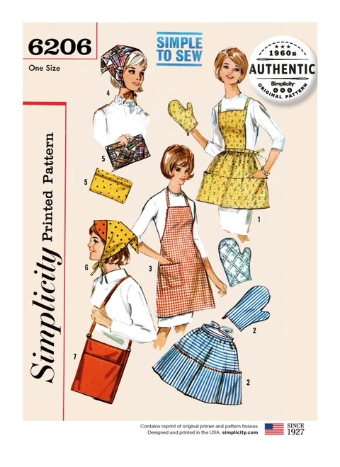 Simplicity Sewing Pattern 1960s Vintage Gifts and Kitchen Accessories - S6206 - One Size (D)