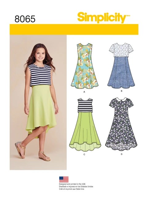Simplicity Sewing Pattern Girls' & Girls' Plus Dress or Popover Dress - S8065 - 8-16 or 8 1/2-16 1/2 (U)
