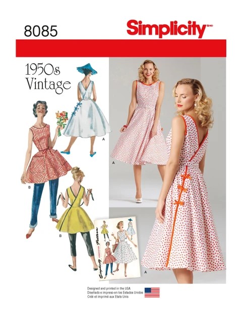 Simplicity Sewing Pattern 1950s Misses' Vintage Wrap Dress in Two Lengths - S8085 - 6-14 or 14-22 (A,L,N)
