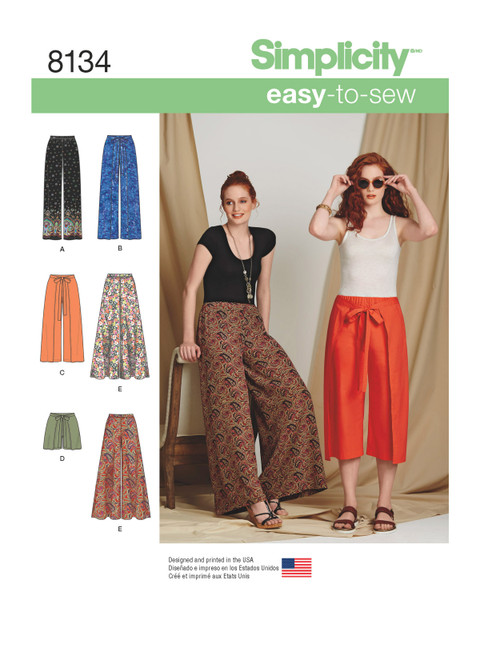 Simplicity Sewing Pattern Misses' Easy-to-Sew Pants and Shorts - S8134 - 6-14 or 14-22 (A,L,N)