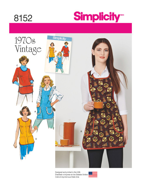 Simplicity Sewing Pattern 1970s Misses' Vintage 1970s Aprons - S8152 - Size - XS-L (K)