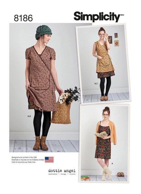 Simplicity Sewing Pattern Misses' Dottie Angel Frock Wrap and Slip Dress - S8186 - 4-12 or 12-20 (K)
