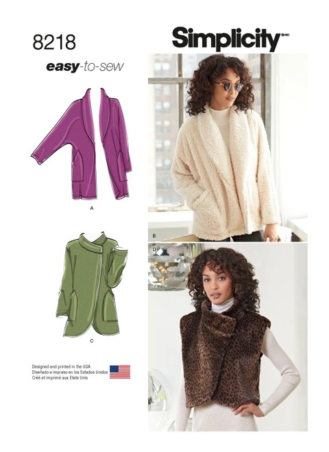 Simplicity Sewing Pattern Misses' Easy-to-Sew Jackets and Vest - S8218 - Size - XS-XL (A,L,N)