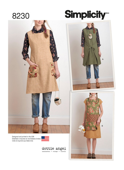 Simplicity Sewing Pattern Misses' Dottie Angel Reversible Apron Dress and Tabard - S8230 - Size - XS-XL (K)
