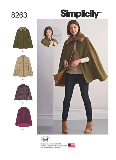 Simplicity Sewing Pattern Misses' Capes and Capelets - S8263 - Size - XS-XL (A,L,N)