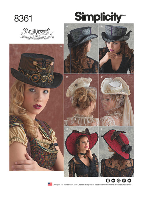 Simplicity Sewing Pattern Hats in Three Sizes - S8361 - S-M-L (D)