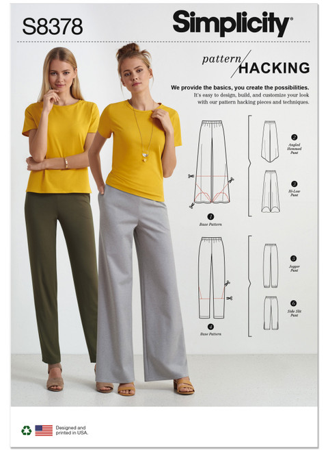 Simplicity Sewing Pattern Misses' Knit Pants with Two Leg Widths and Options for Design Hacking - S8378 - Size - XXS-XXL (A,L,N)