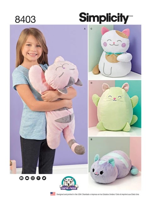 Simplicity Sewing Pattern Stuffed Kitties - S8403 - Size - One Size (K)