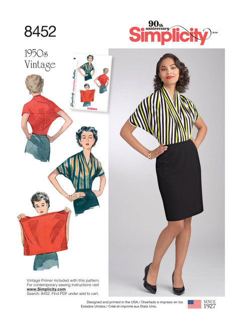 Simplicity Sewing Pattern 1950s Misses' Vintage Knit Blouse - S8452 - S-M-L (D)