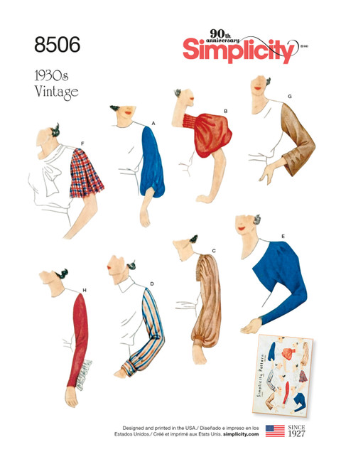 Simplicity Sewing Pattern 1930s Misses' Vintage Set of Sleeves - S8506 - 10-22 (D)